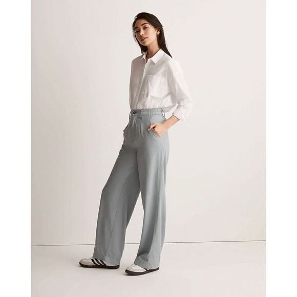 MADEWELL The Neale Straight-Leg Pant in Drapeweave Gray Blue Women’s Size 0 - Picture 3 of 11